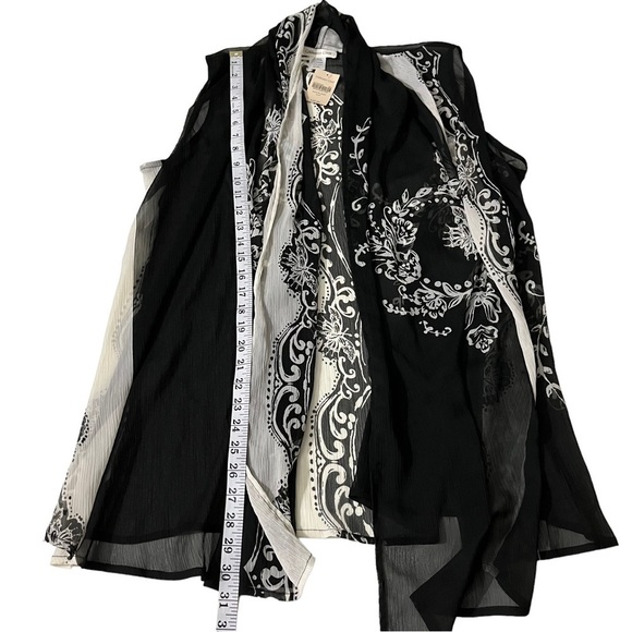 Cold Water Creek Butterfly Sheer Scarf Black & White Floral Scarf Arm Holes NWT - Picture 7 of 10